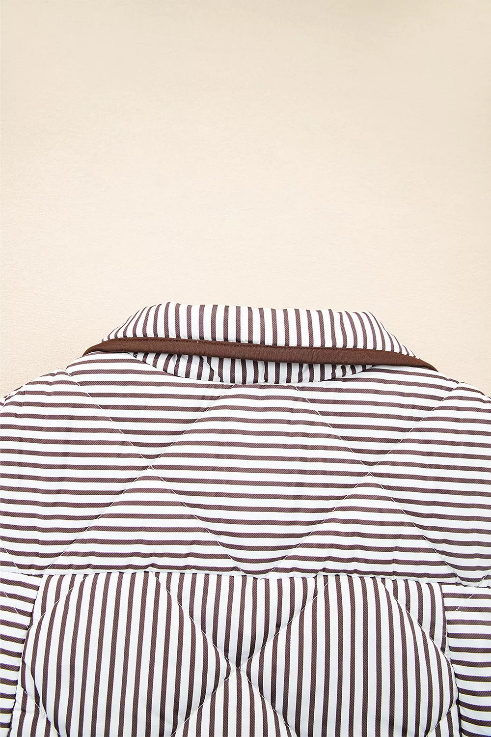 Stripe Quilted Wavy Hem Snap Button Vest