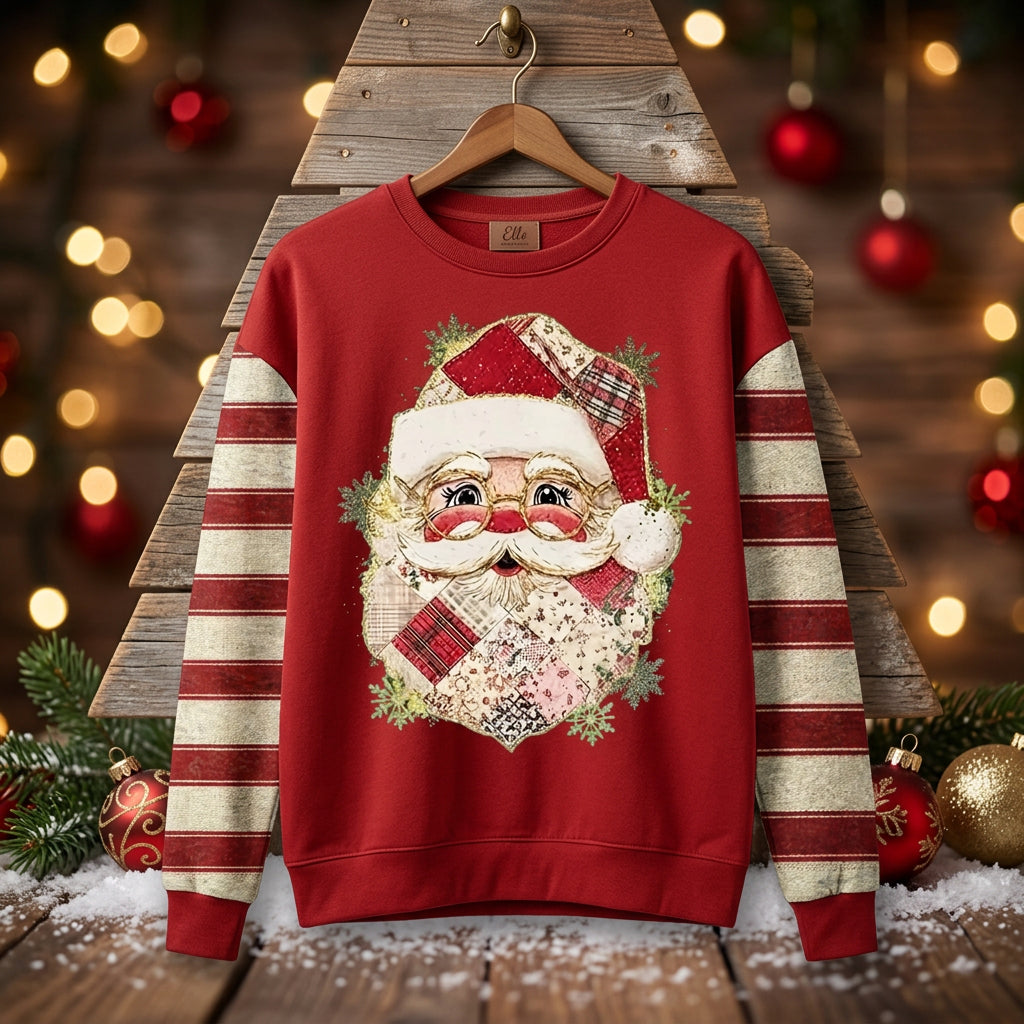 Women's Santa Graphic Crew-Neck Christmas Pullover