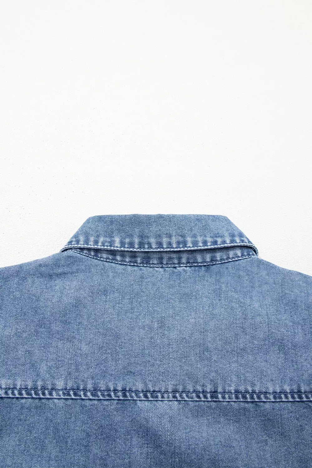 Puff Half Sleeve Collared Denim Shirt