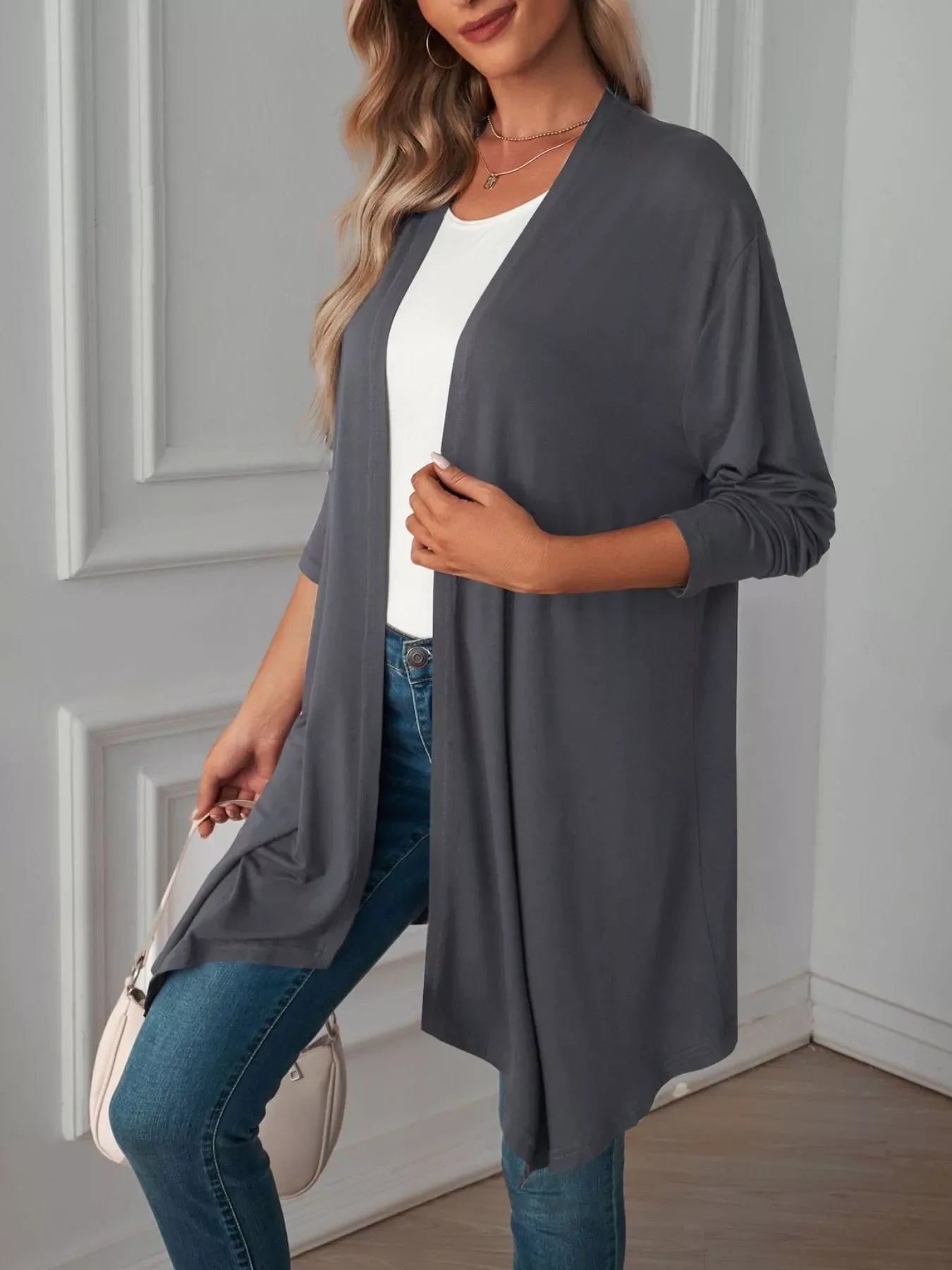 Lightweight Open Front Cardigan