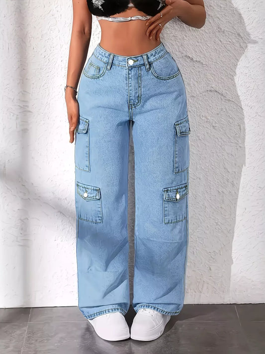 High Waist Cargo Jeans