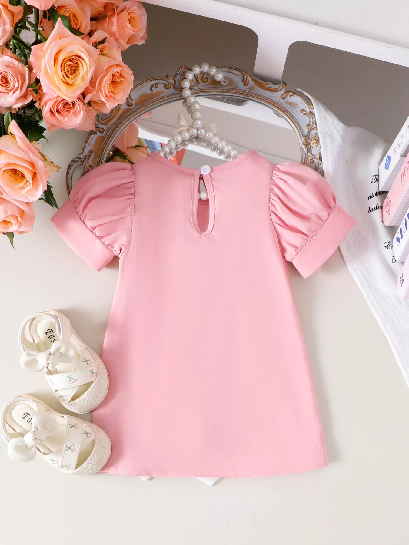 Children's Bow Puff Sleeve Dress