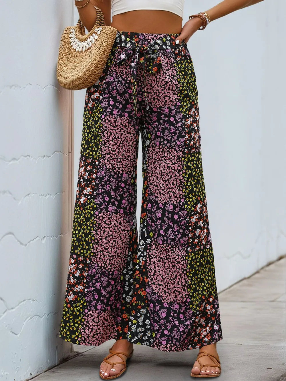 Floral High Rise Wide Leg Pants