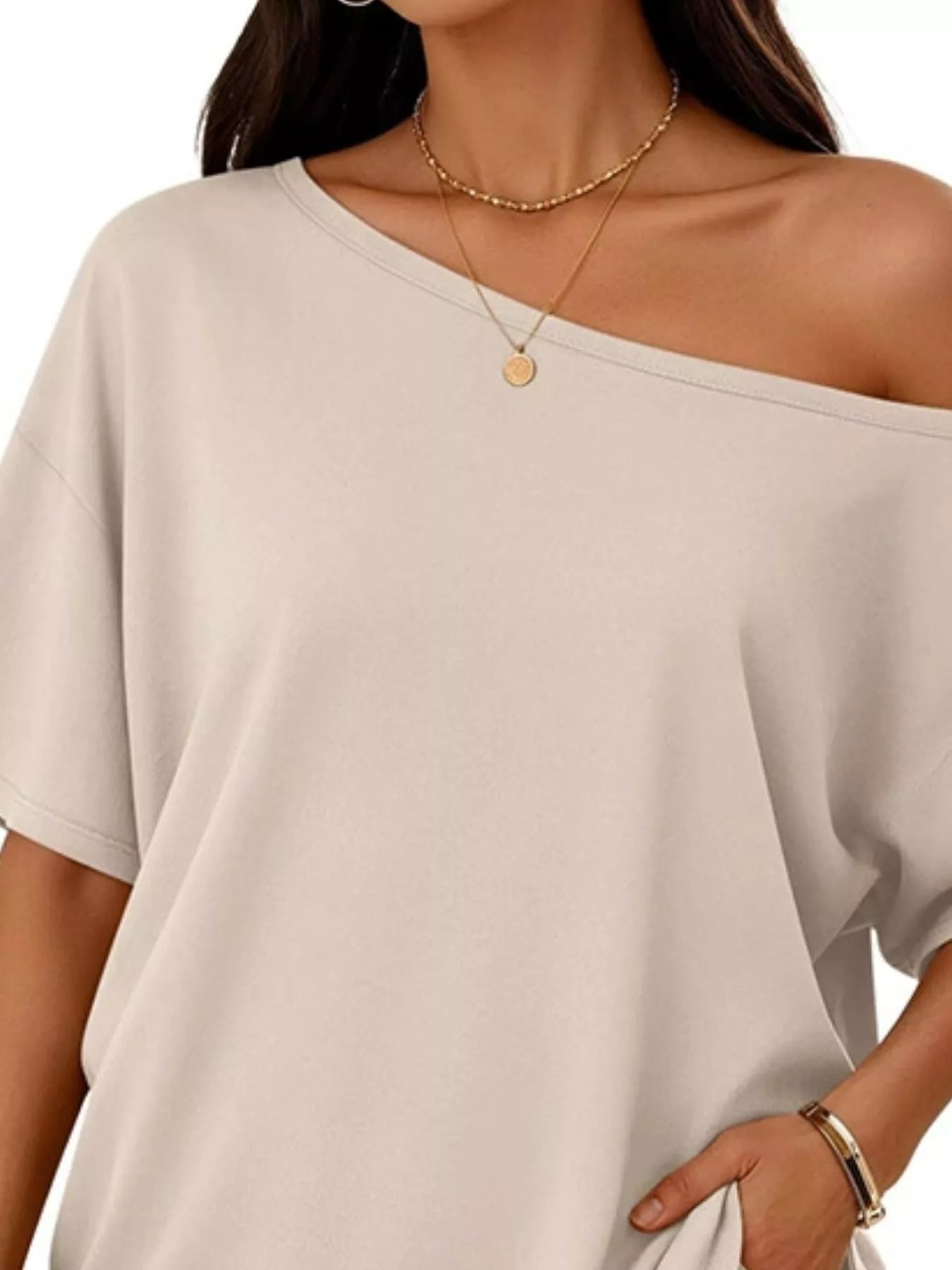 One-Shoulder Short Sleeve Top and Shorts Set