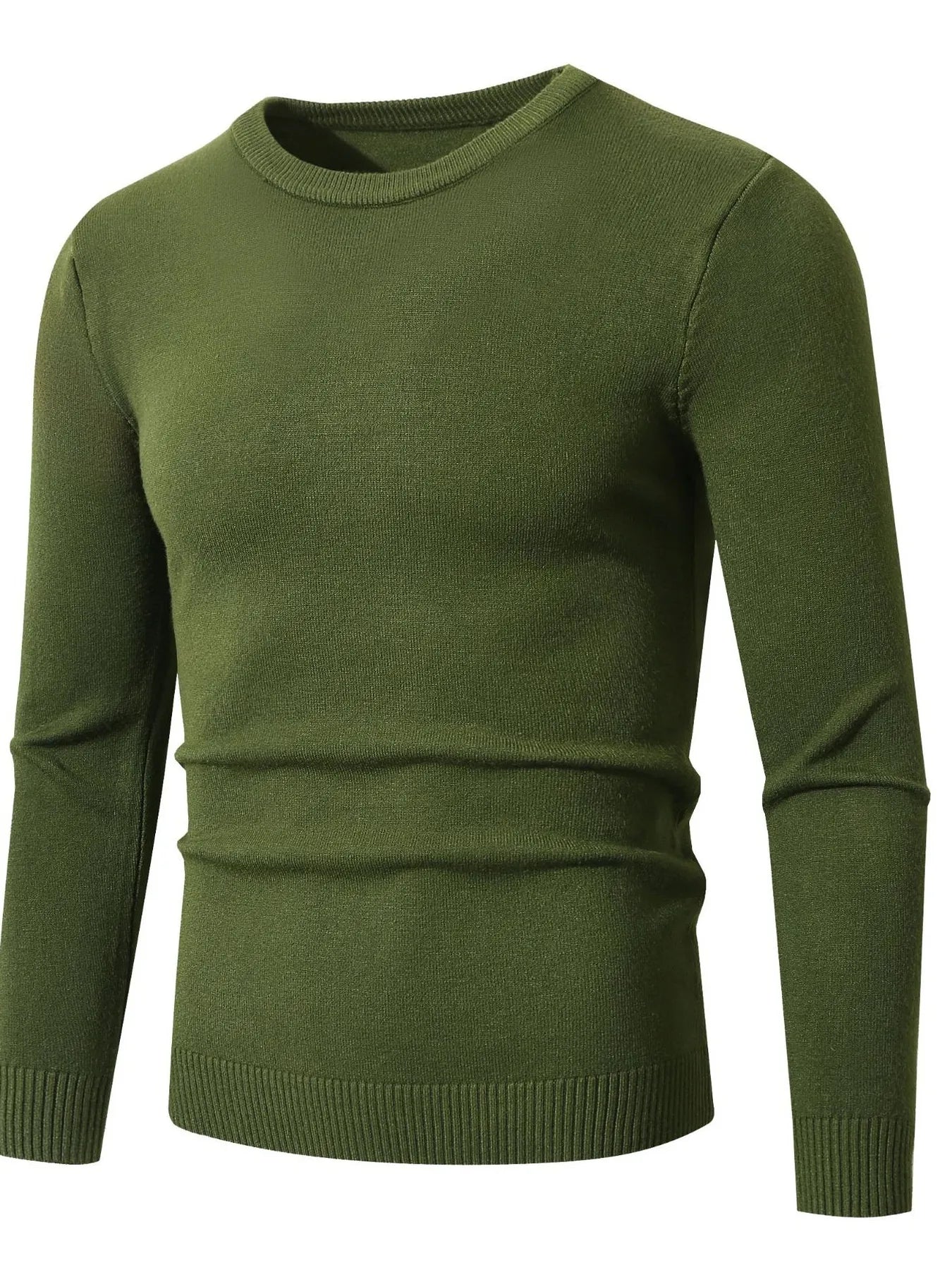 Men's Plus Size Ribbed Hem Long Sleeve Sweater