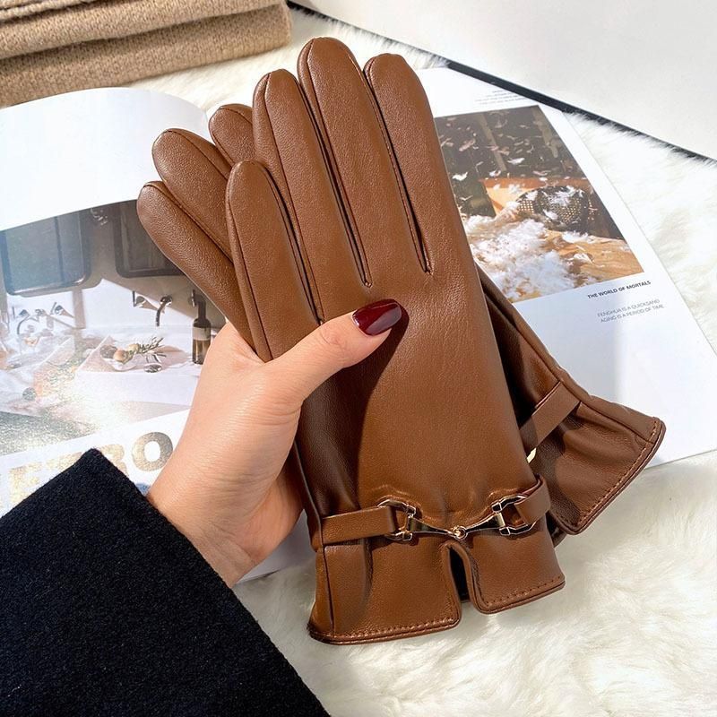 Women Suede Fleece Winter Gloves - Thermal Liner For Cozy Hands