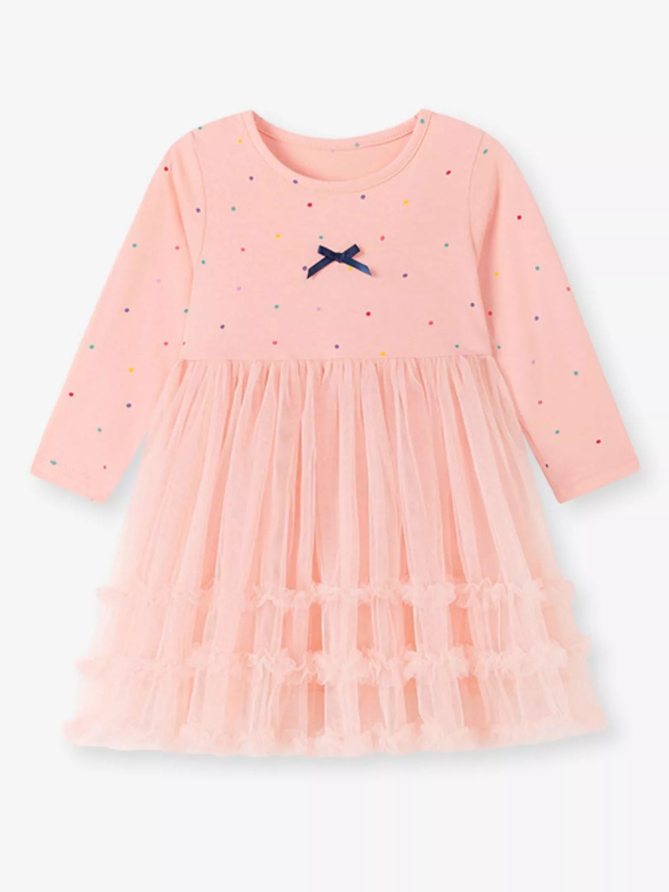 Children's Tulle Dress with Polka Dots and Bow Detail