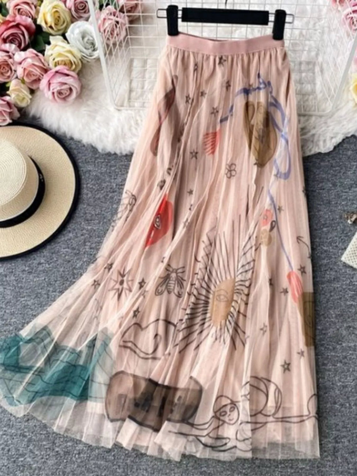 Printed Tulle Skirt