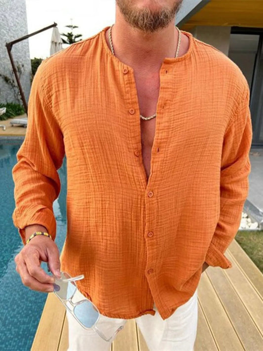 Men's Full Size Long Sleeve Casual Button-Up Shirt Plus Size