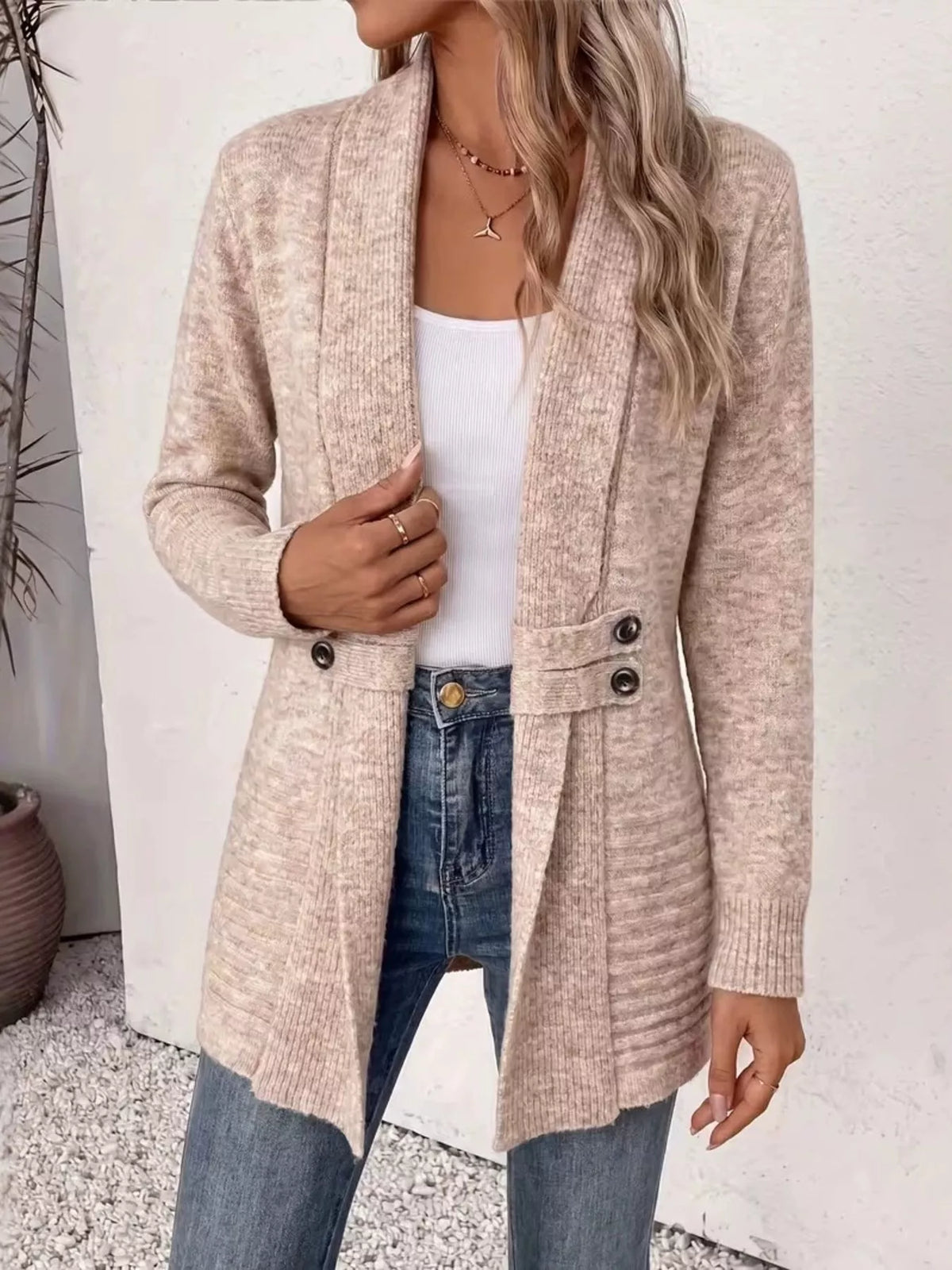 Full Size Open Front Long Sleeve Cardigan Plus Size