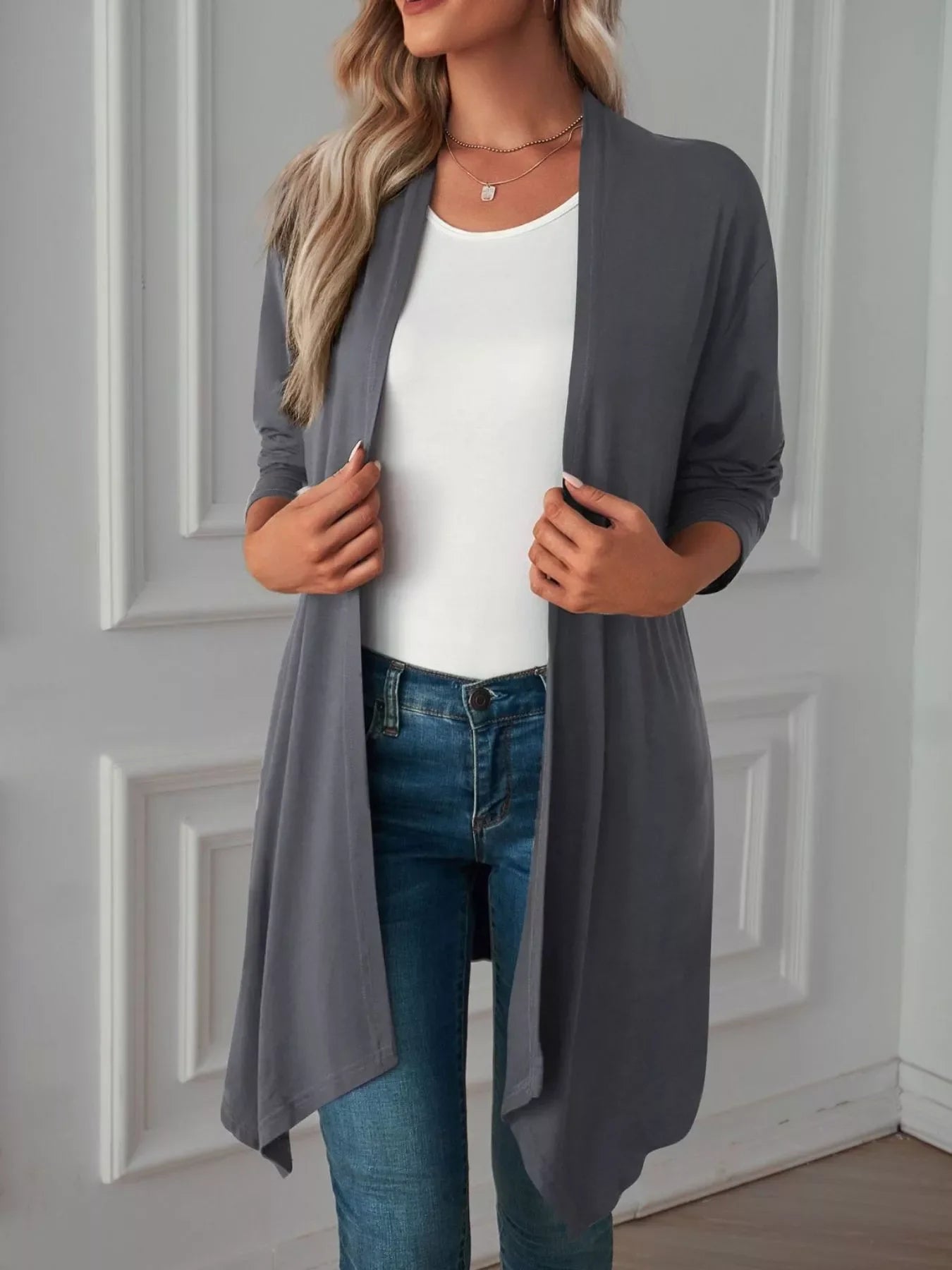 Lightweight Open Front Cardigan