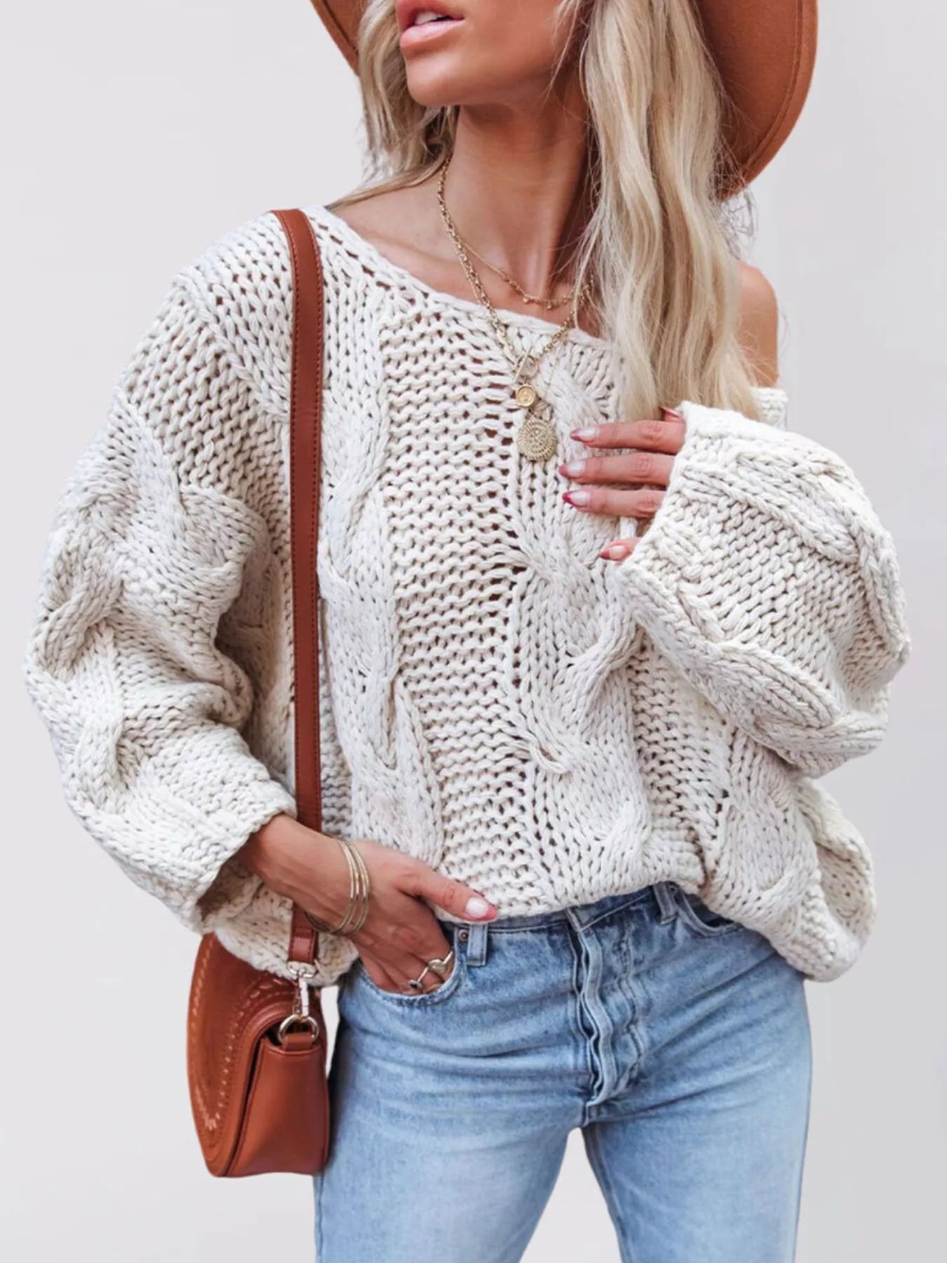 Chunky Cable Knit Long Sleeve Sweater