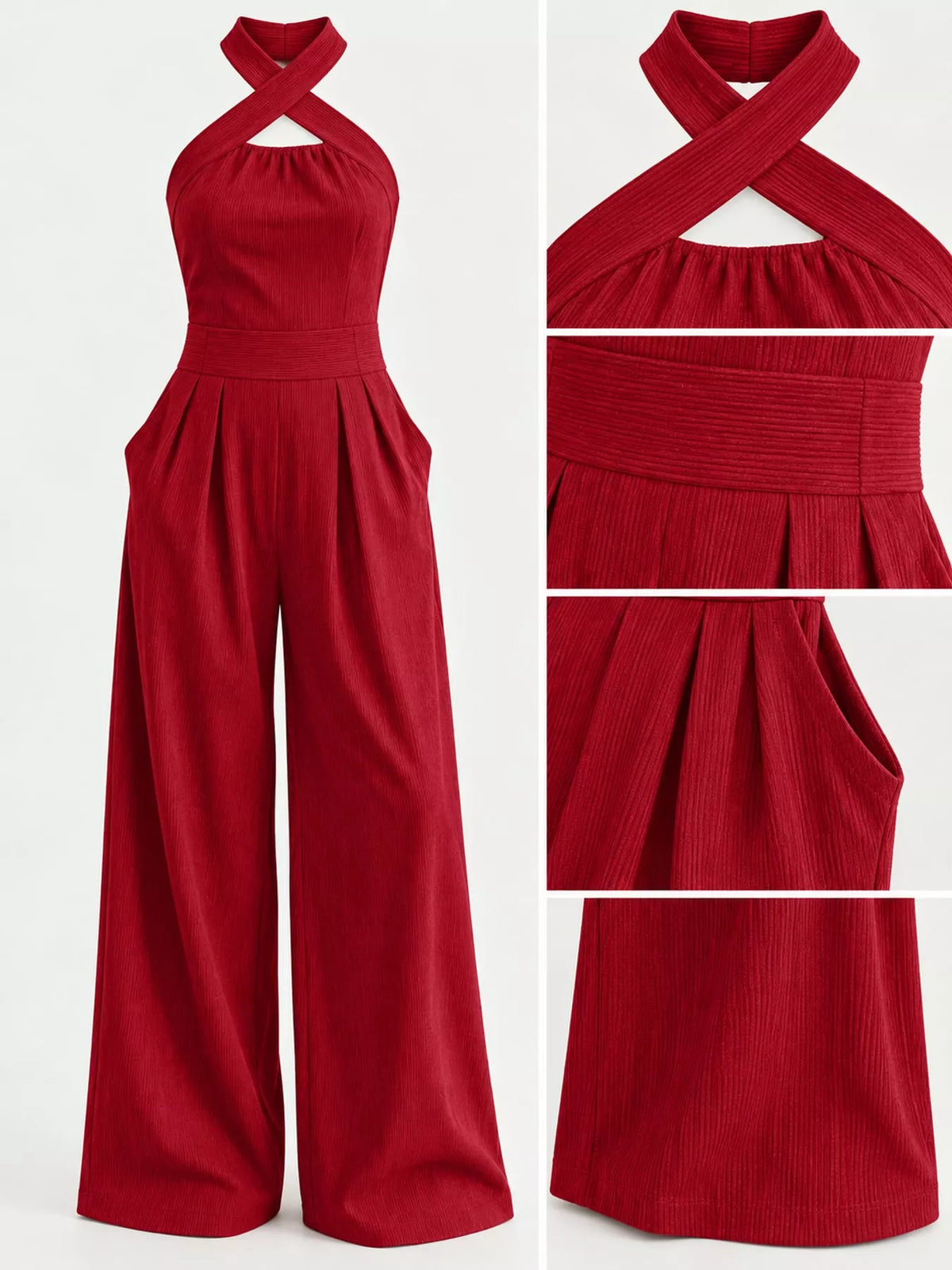 Full Size Halter Neck Wide-Leg Jumpsuit Plus Size