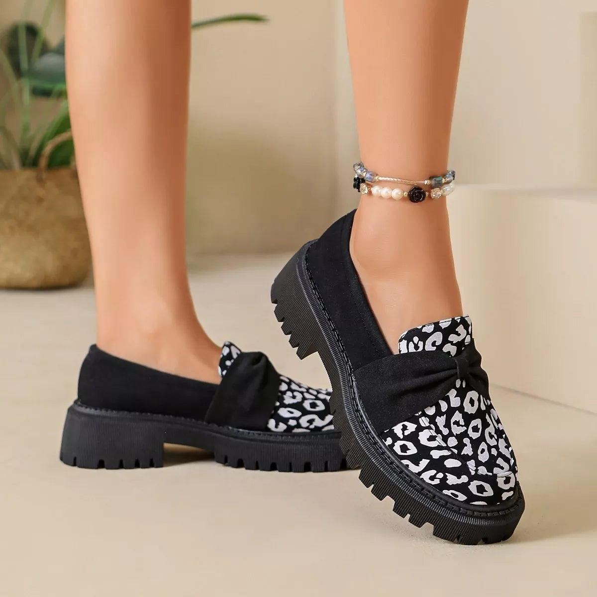Leopard Round Toe Loafers