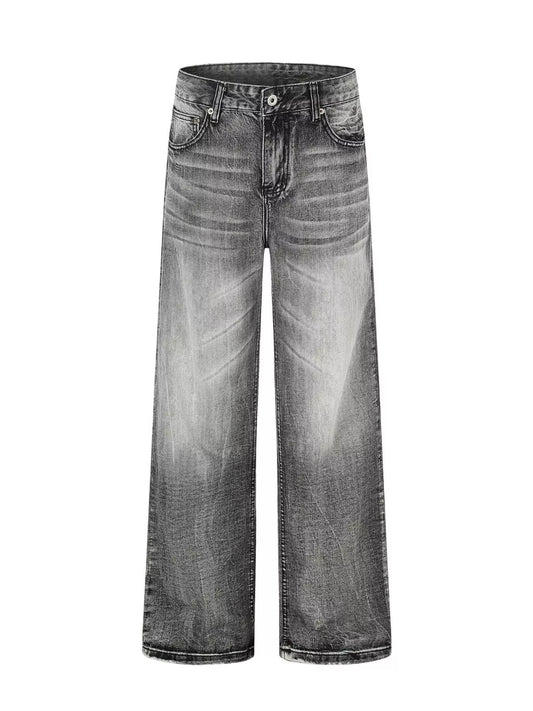 Men's Full Size Vintage Wash Wide Leg Jeans Plus Size