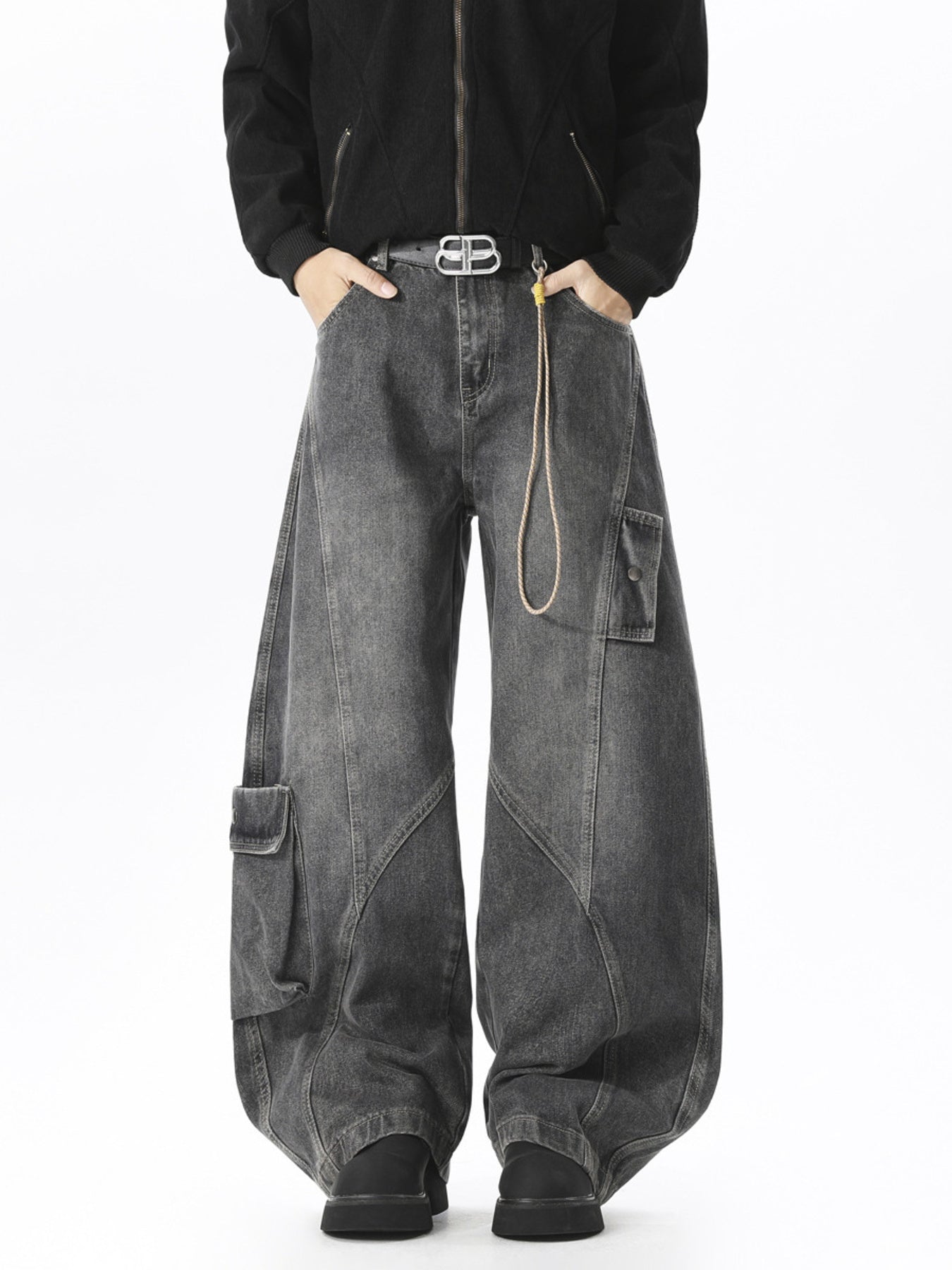 Men's Full Size Wide Leg Cargo Jeans Plus Size