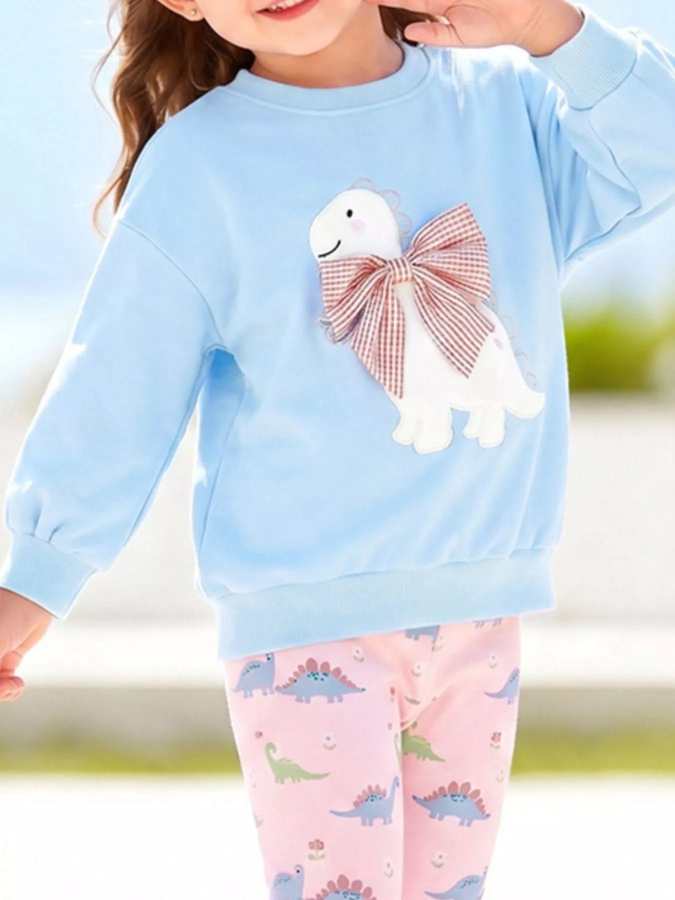Children's Dinosaur Applique Sweatshirt and Printed Leggings Set