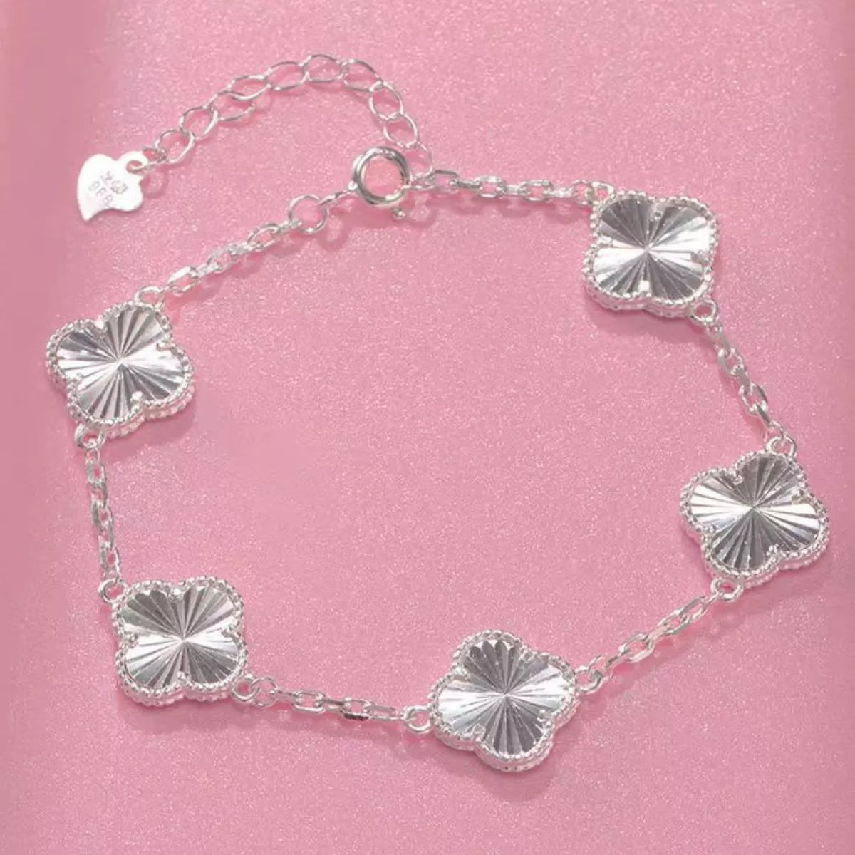 925 Sterling Silver Chain Four Leaf Clover Bracelet