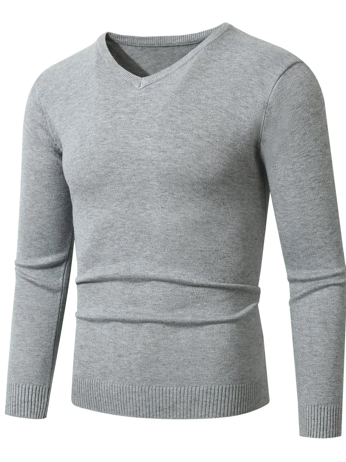 Men's Plus Size Ribbed Hem Long Sleeve Sweater