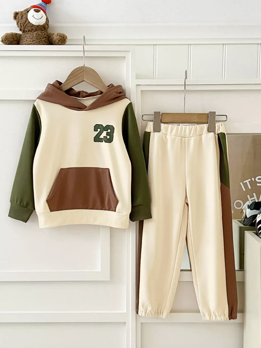 Children's Color Block Hoodie and Pants Set