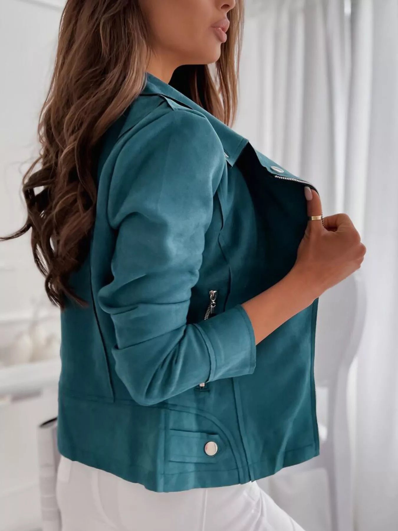 Asymmetrical Zip Long Sleeve Jacket