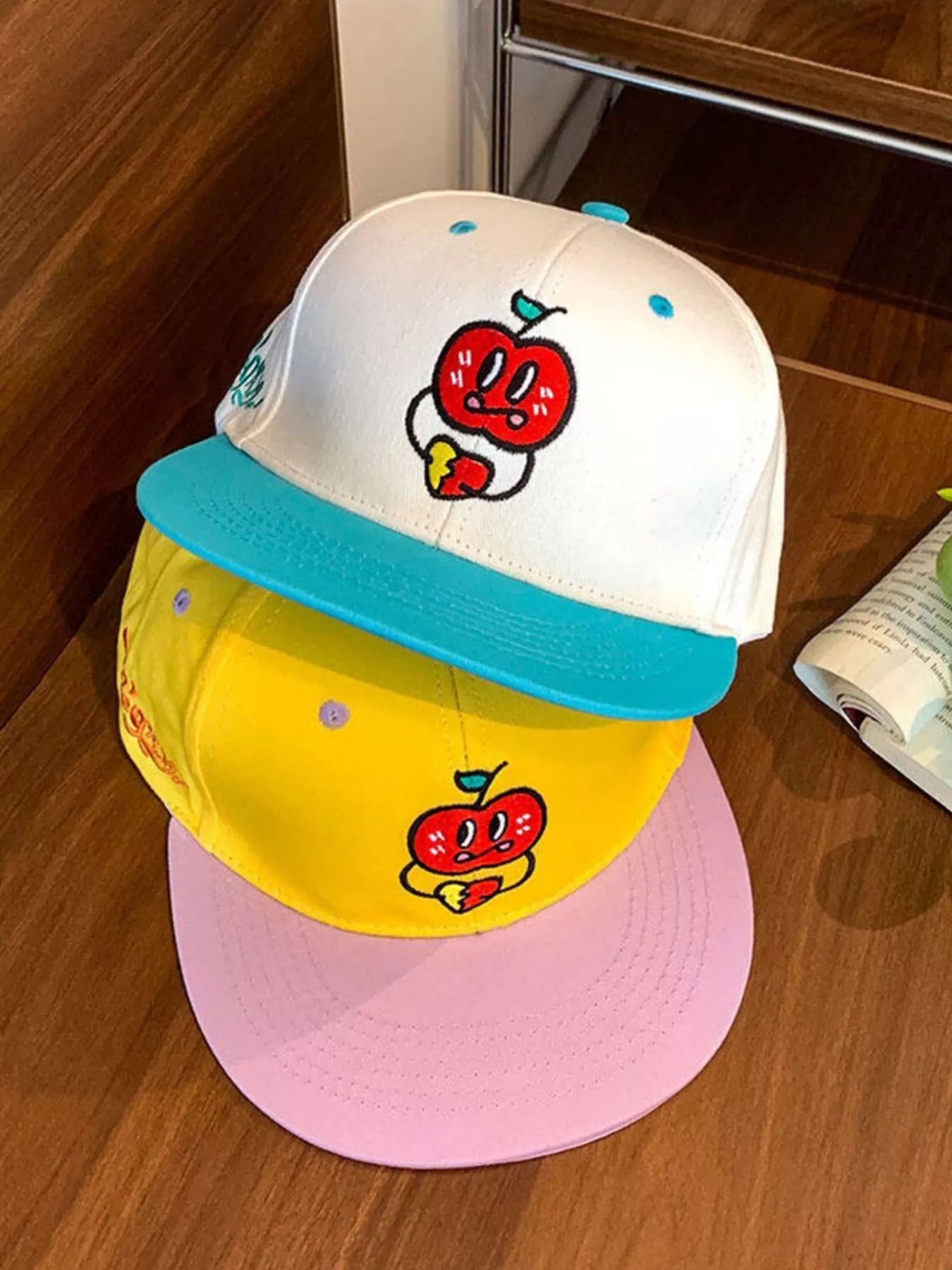 Cartoon Apple Embroidered Baseball Cap