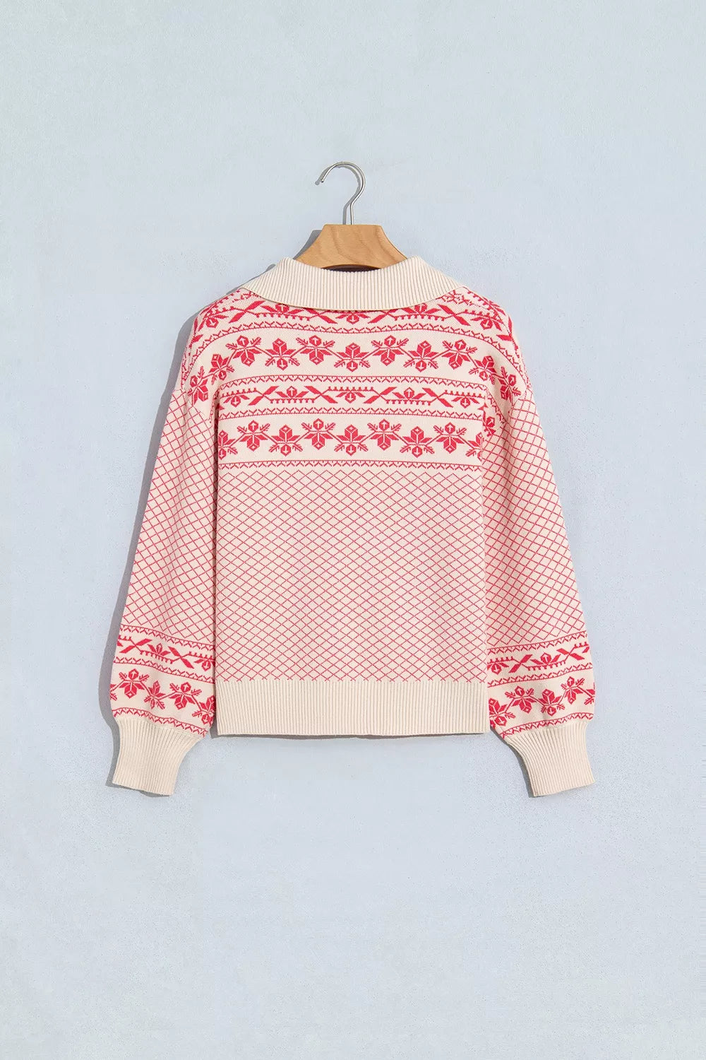 Quarter Button Dropped Shoulder Sweater