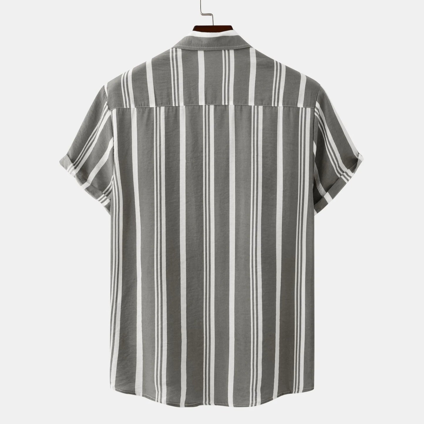 Men's Plus Size Striped Short Sleeve Button-Down Shirt
