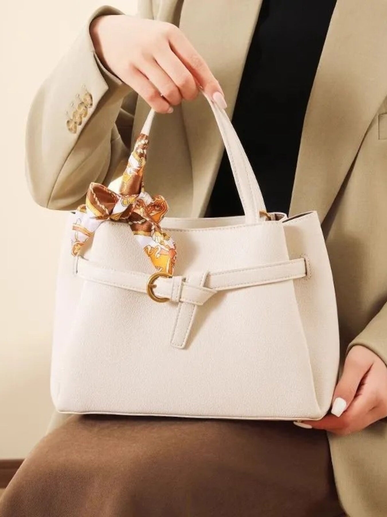 Leather Top Handle Handbag