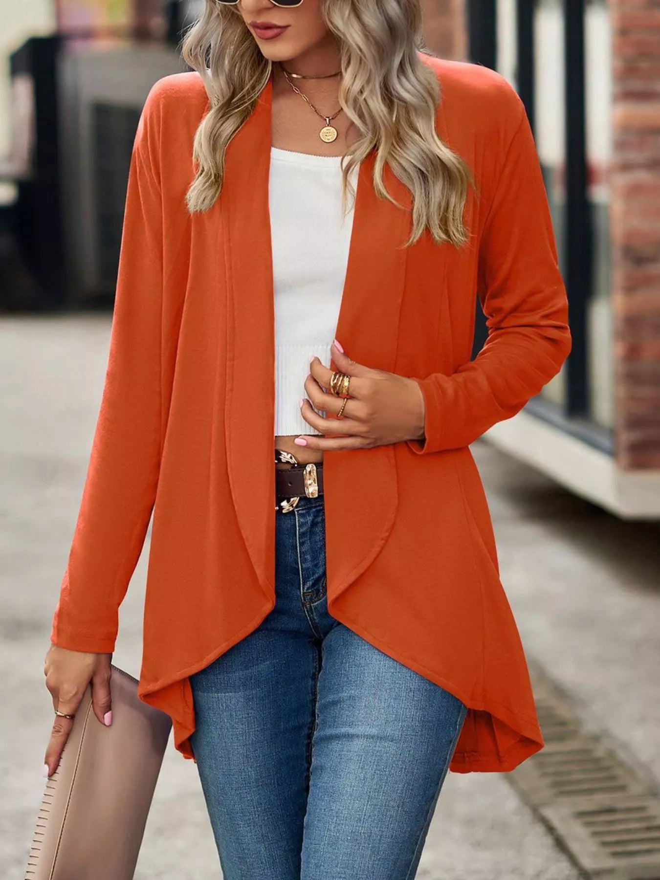 Open-Front Dropped Shoulder Cardigan