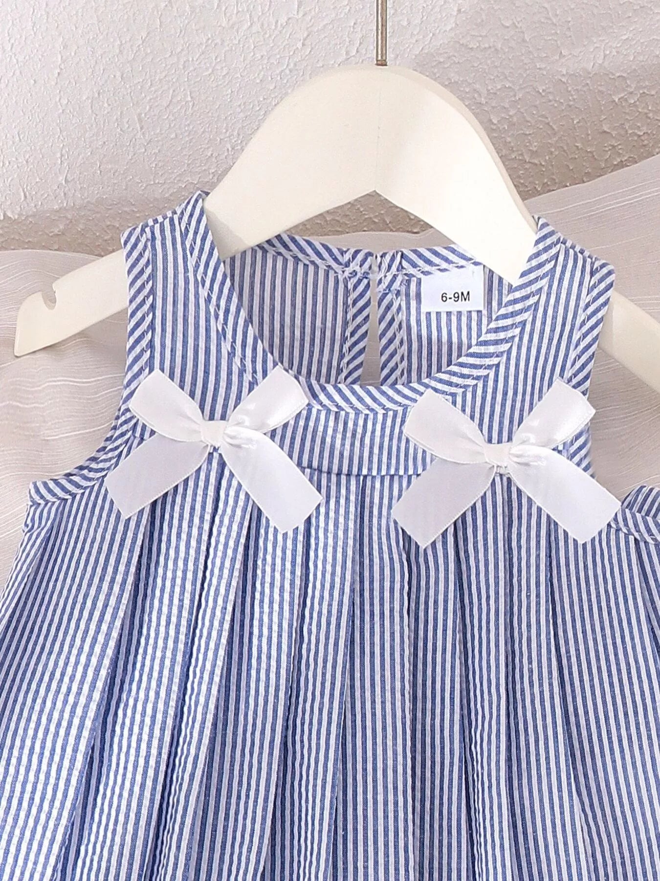 Children's Striped Sleeveless Top and Pants Set with Bows
