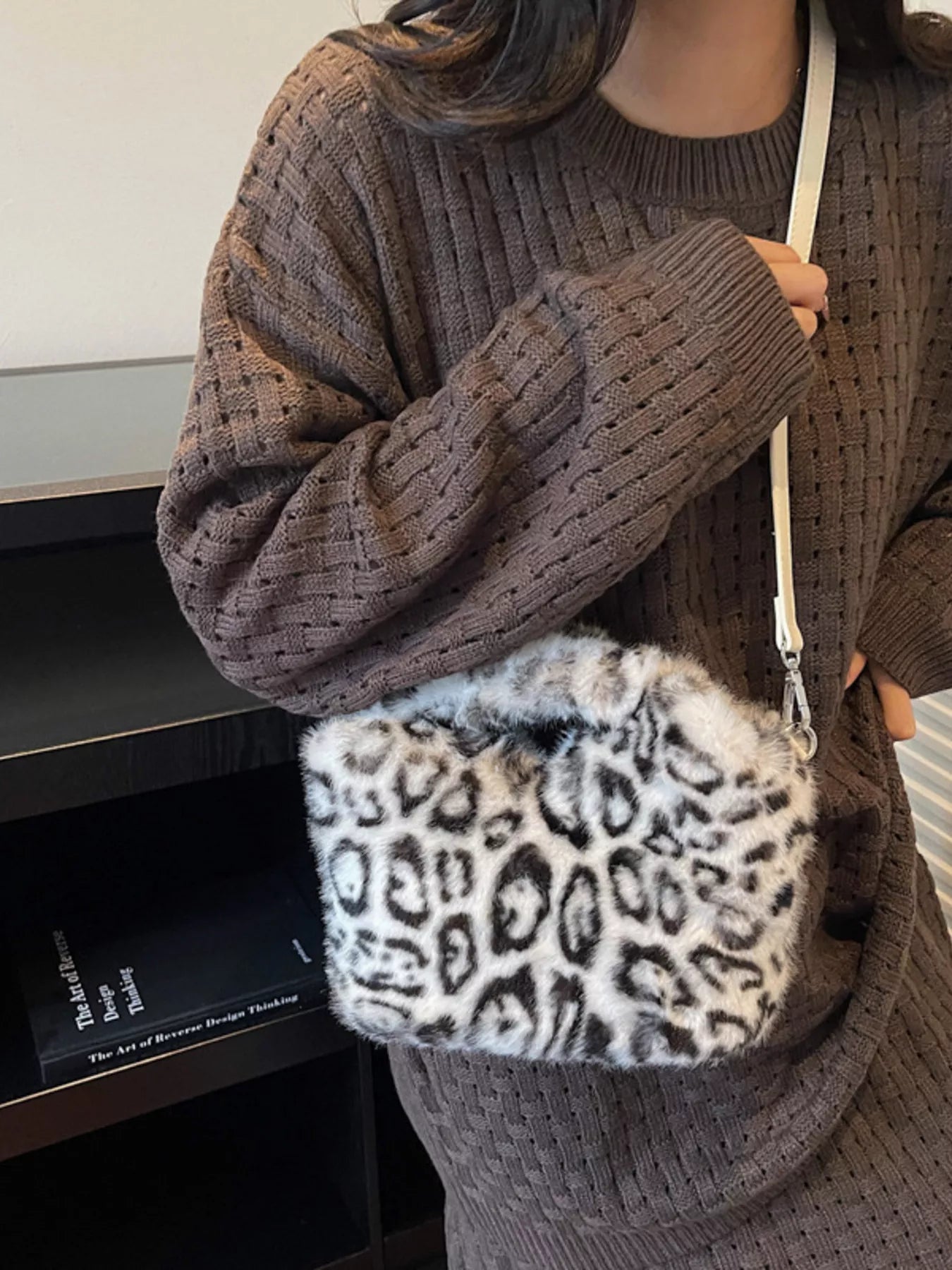 Leopard Plush Crossbody Bag