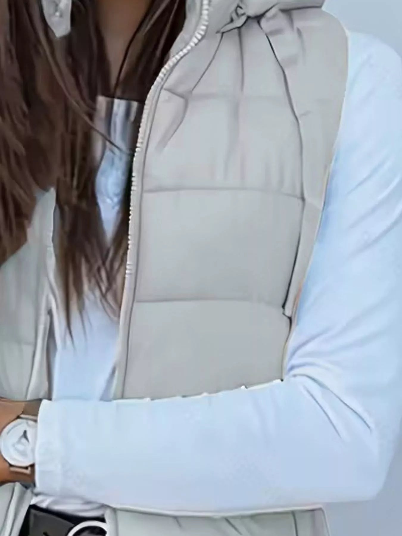 Zip Up Longline Hooded Puffer Vest Coat