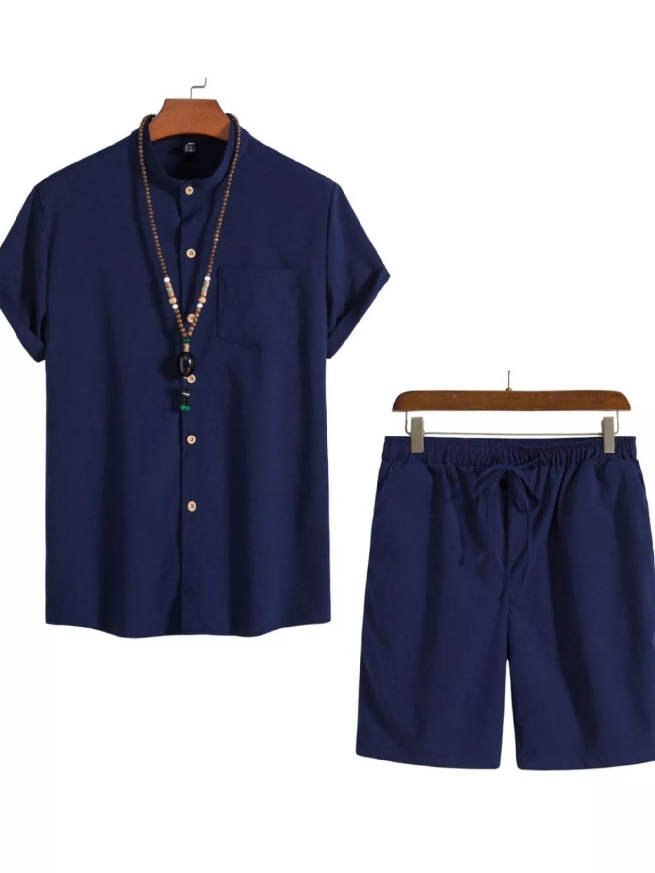 Men's Plus Size Casual Short Sleeve Shirt and Shorts Set