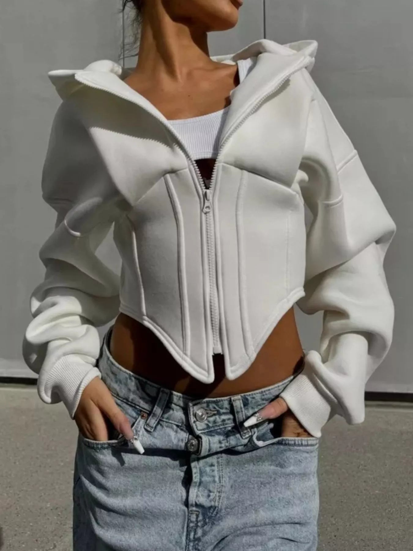 Zip-Up Cropped Hoodie