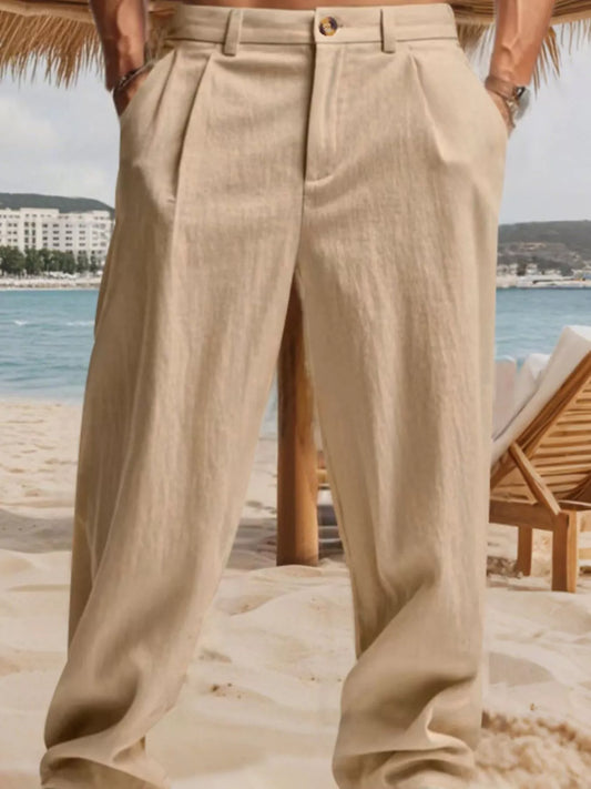 Men's Full Size Relaxed Fit Pleated Pants Plus Size