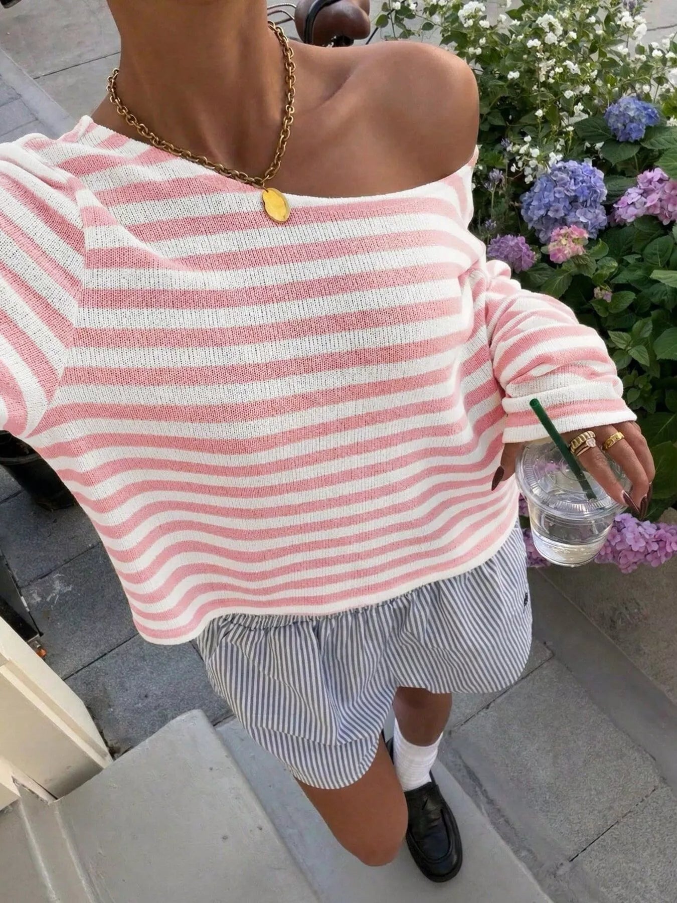 Striped Boat Neck T-Shirt