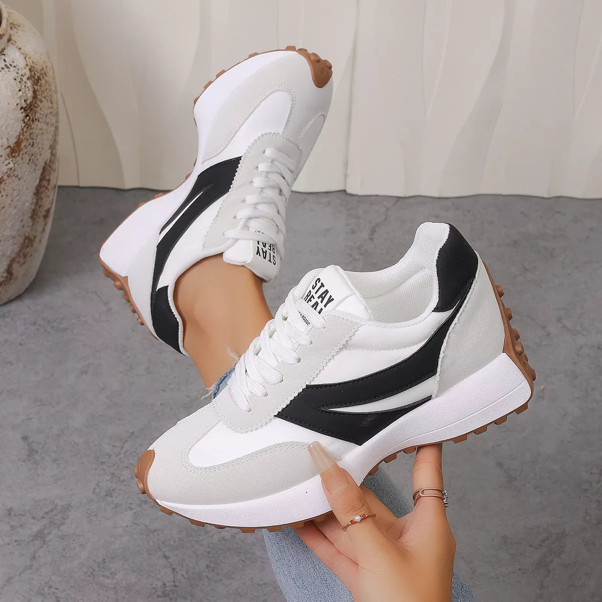 Color‑Blocked Platform Casual Sneakers