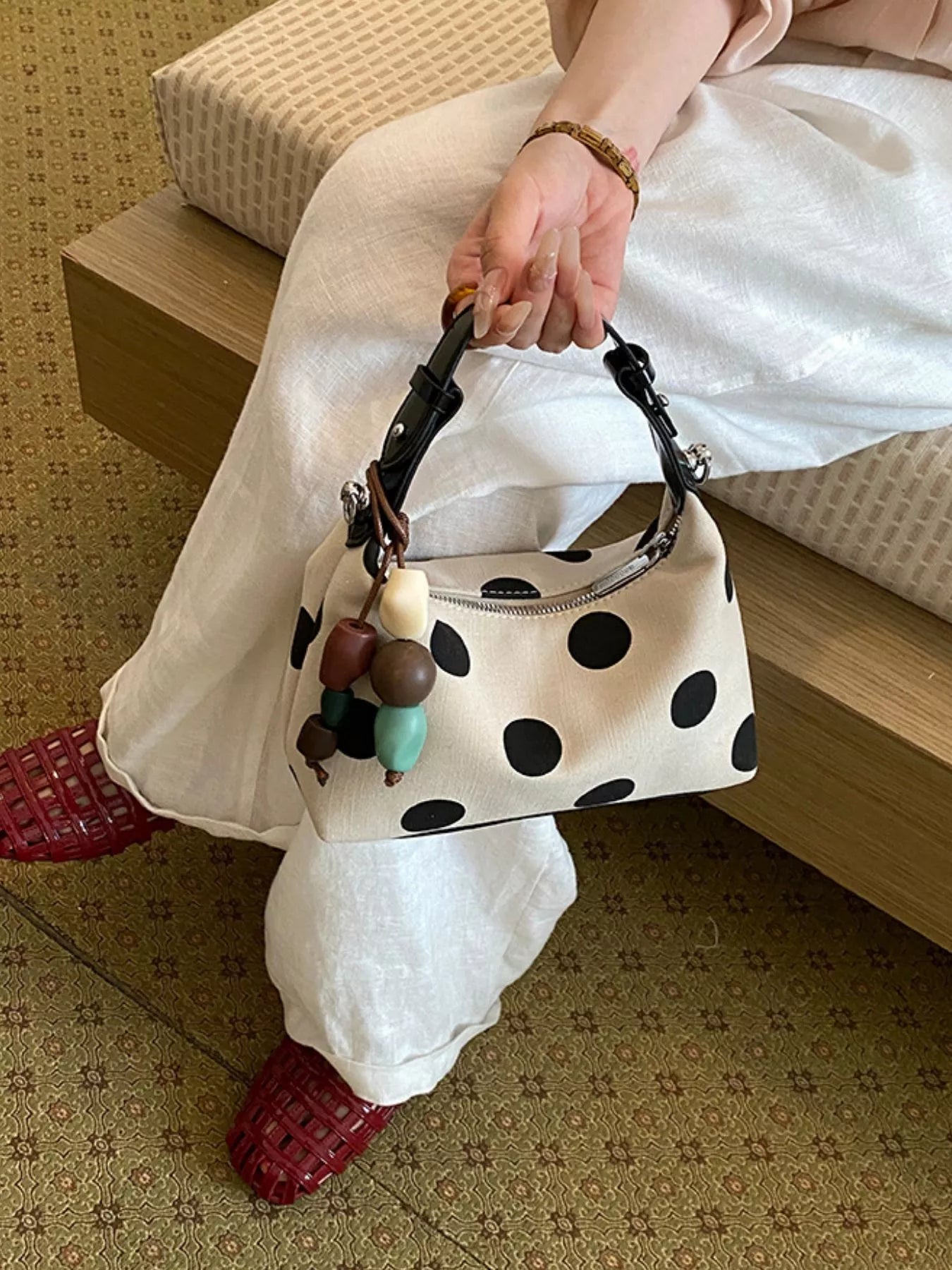 Polka Dot PU Leather Handbag
