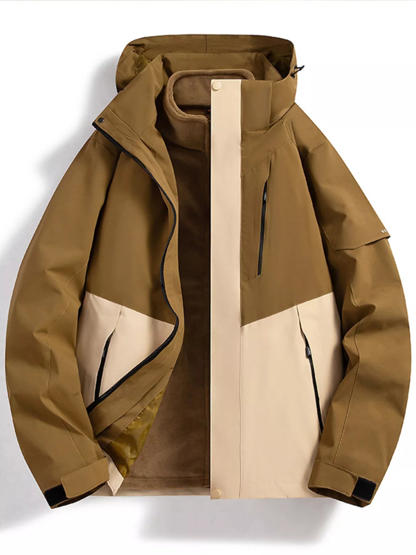 Men's Full Size Zip Up Hooded Waterproof Outdoor Jacket Plus Size