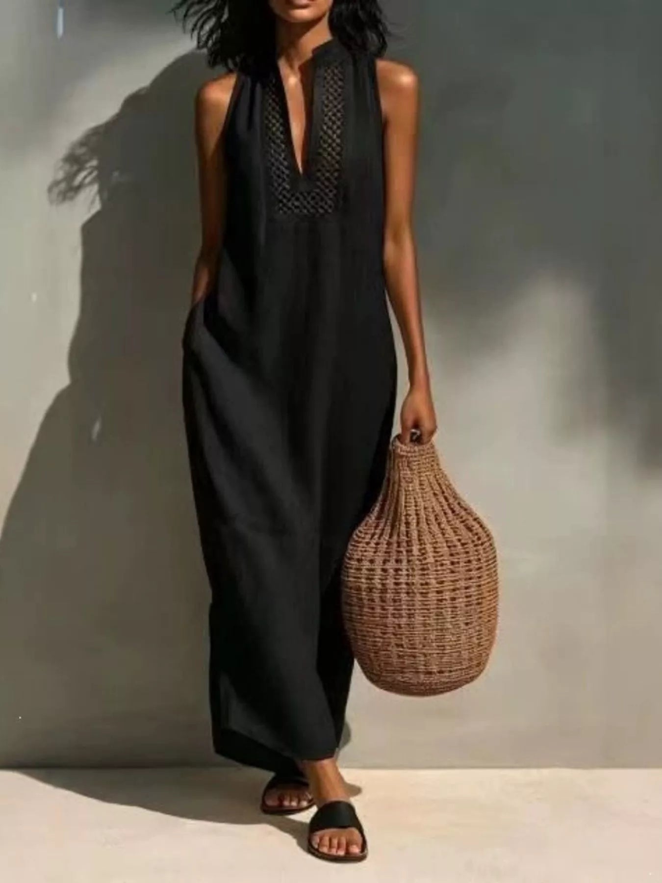 Sleeveless Maxi Dress with Pockets