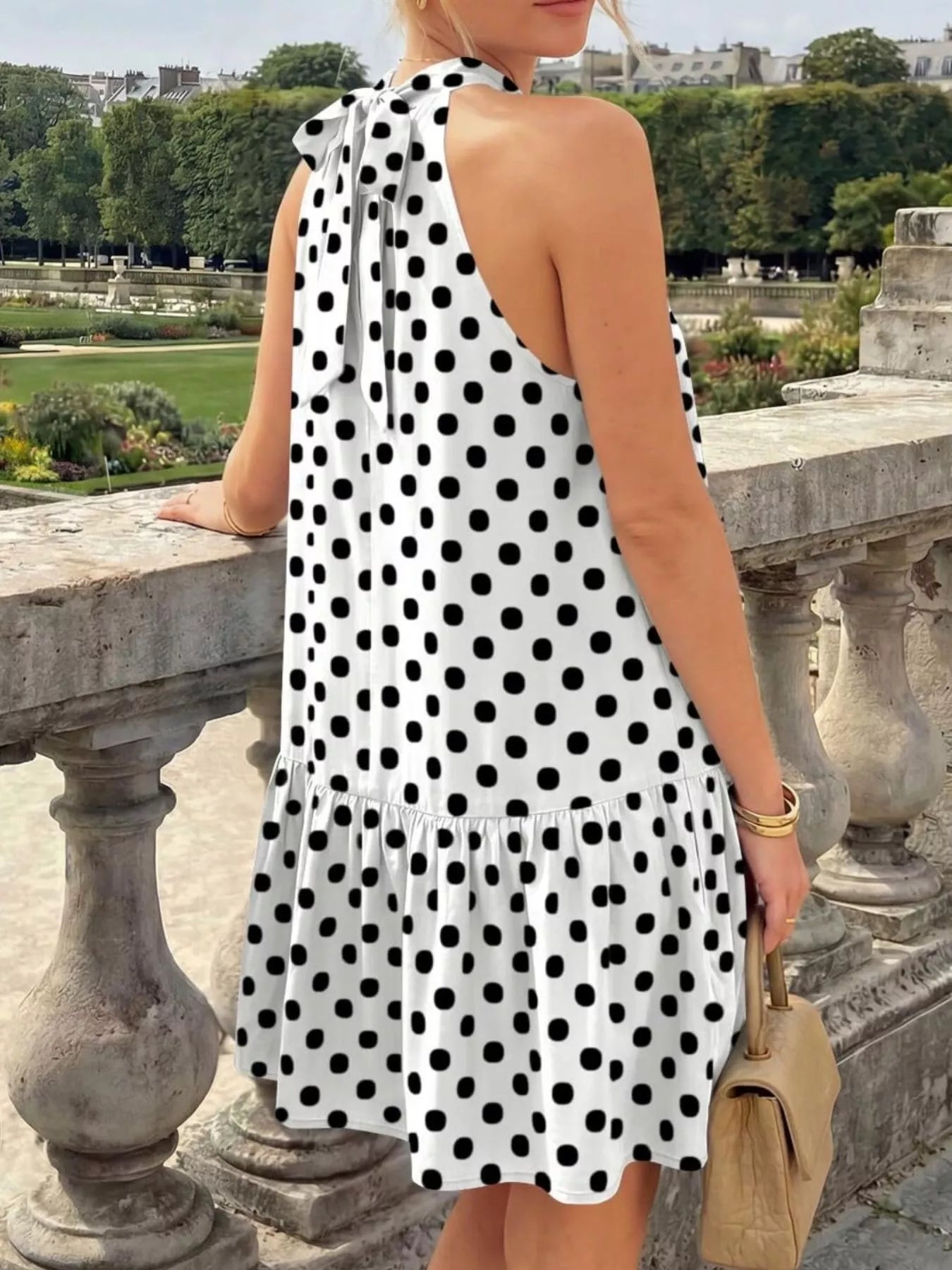 Polka Dot Halter Neck Mini Dress