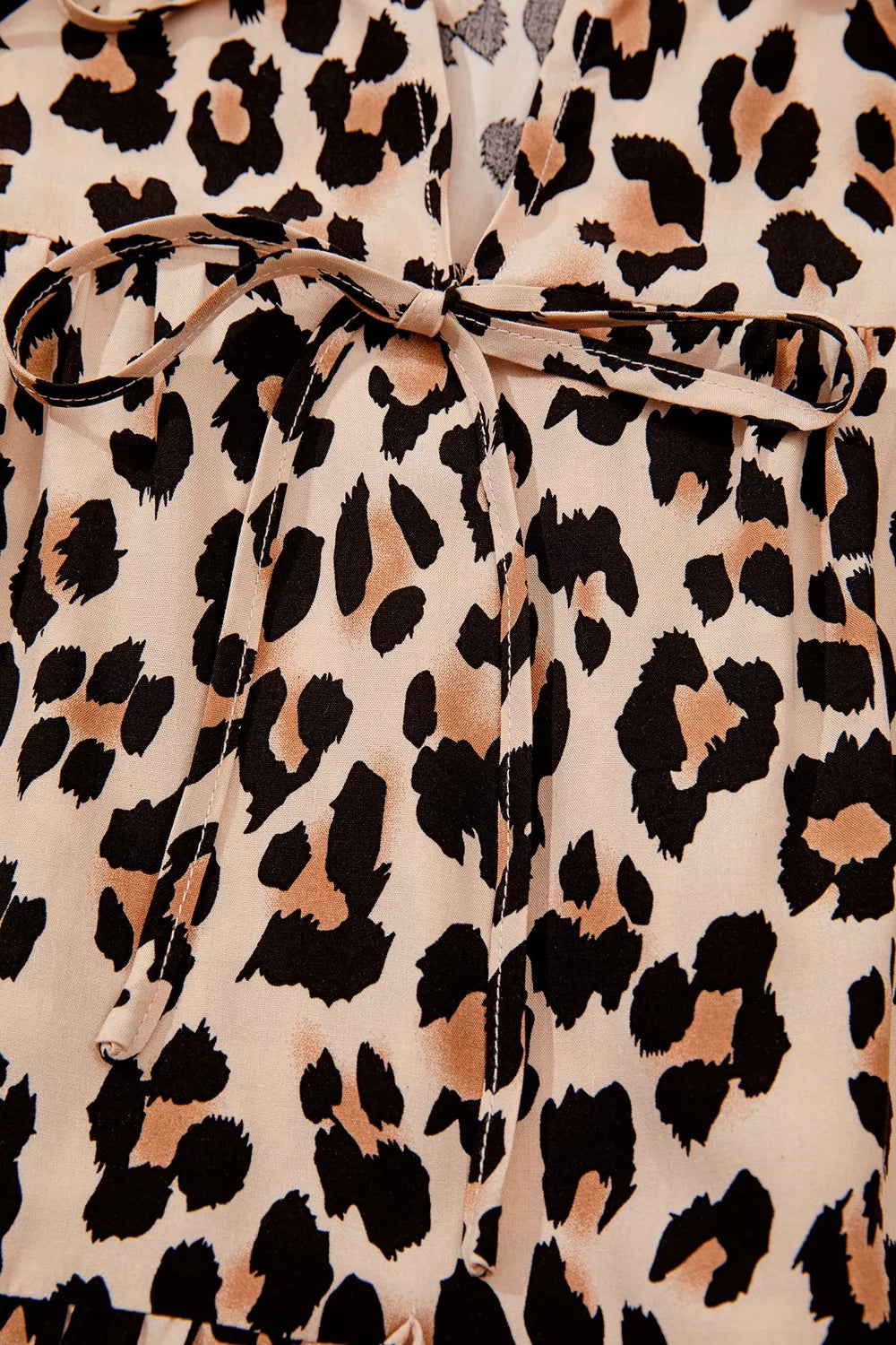 Leopard Print Tie-Neck Blouse