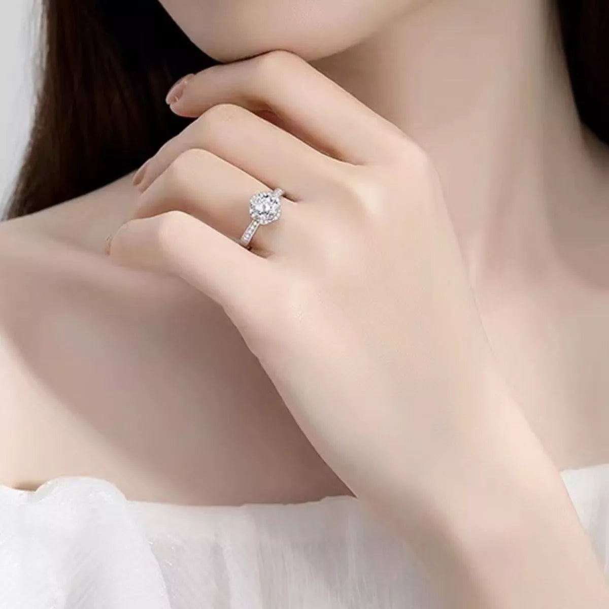 1 Carat Moissanite 925 Sterling Silver Ring