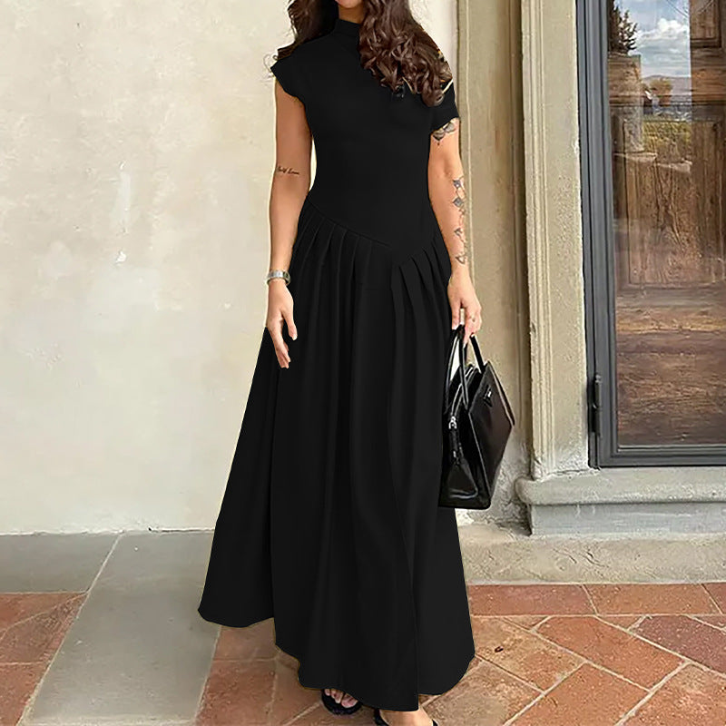 Women's High Waisted Solid Color Dress