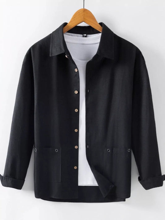Men's Casual Solid Color Long Sleeve Shirt