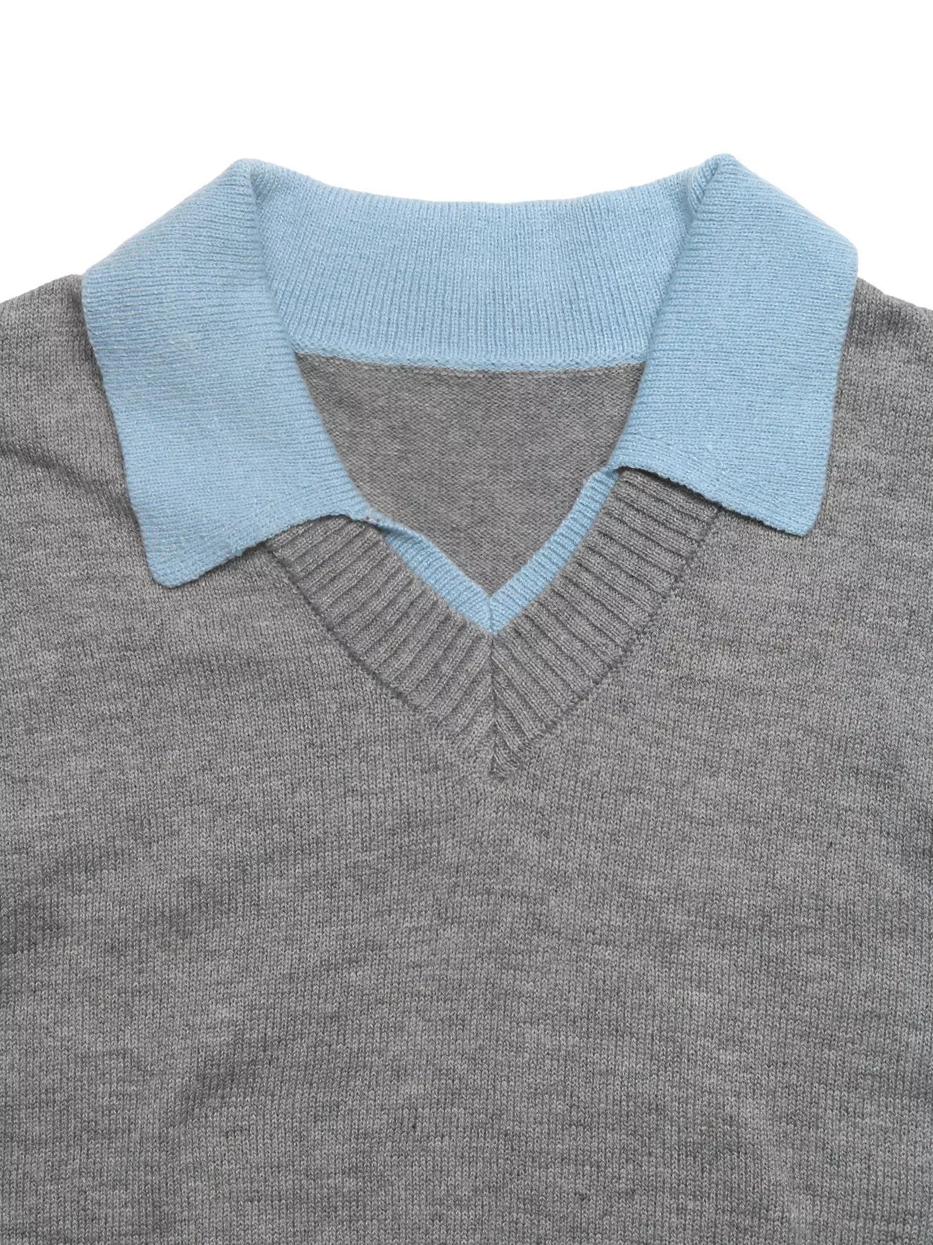 Contrast Collar Dropped Shoulder Sweater
