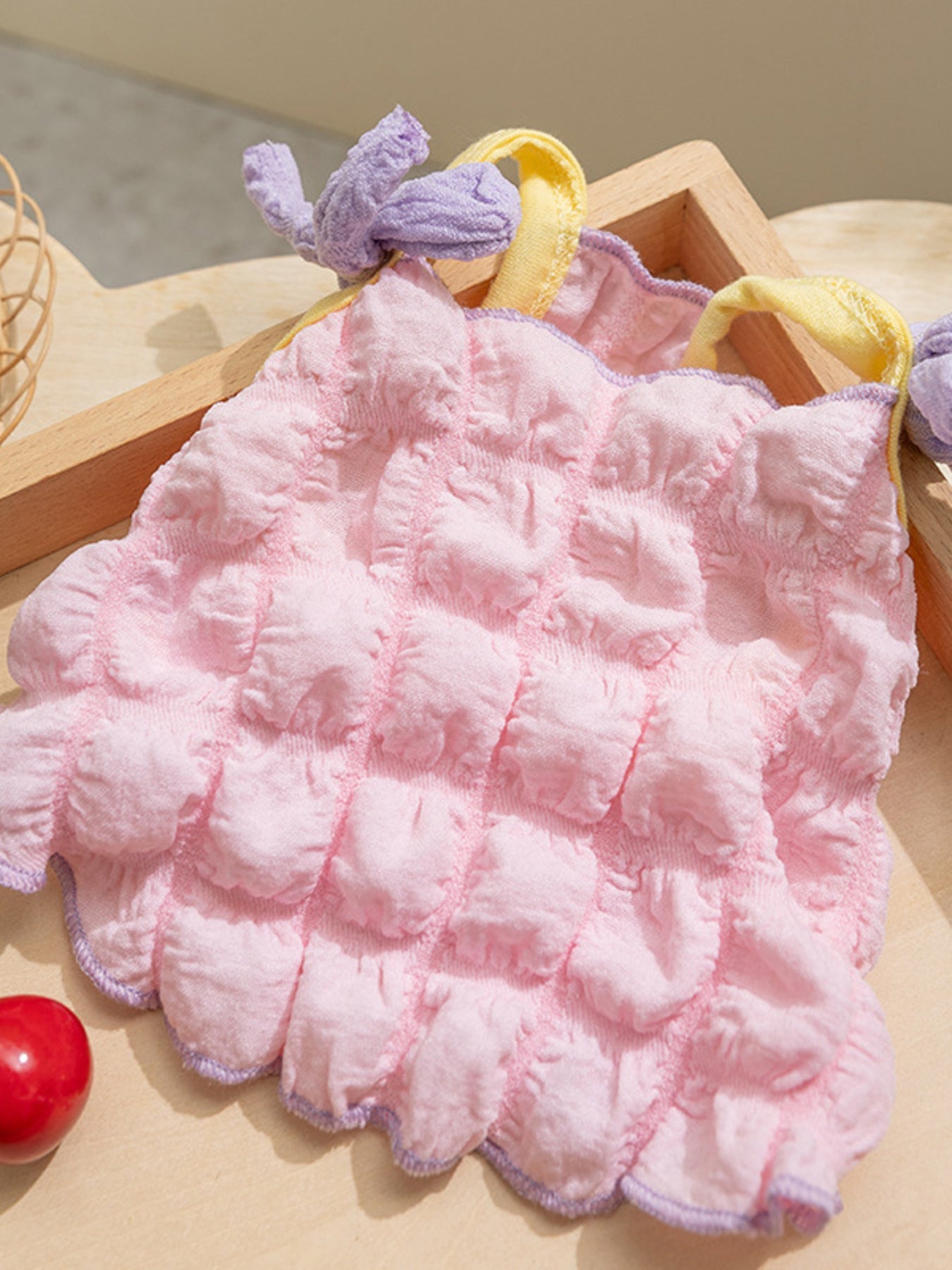 Bubble Textured Tie Shoulder Pet Top