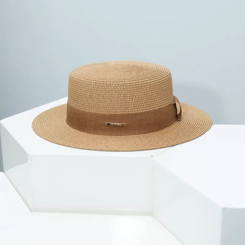Straw Boater Hat with Ribbon