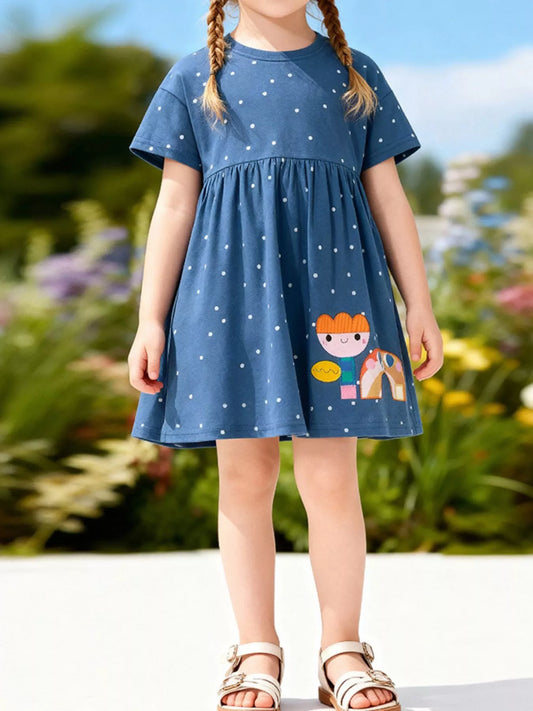 Children's Polka Dot Short Sleeve Casual Dress